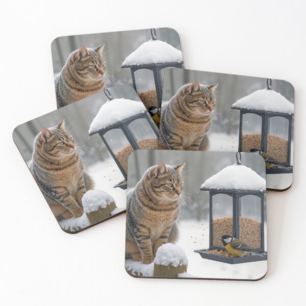 Item preview, Tabby Cat Watching a Bird Feeder designed and sold by Maria Dryfhout.