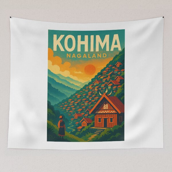 Item preview, Kohima Hillside and Tribal Architecture, Nagaland, India designed and sold by Aryabek.
