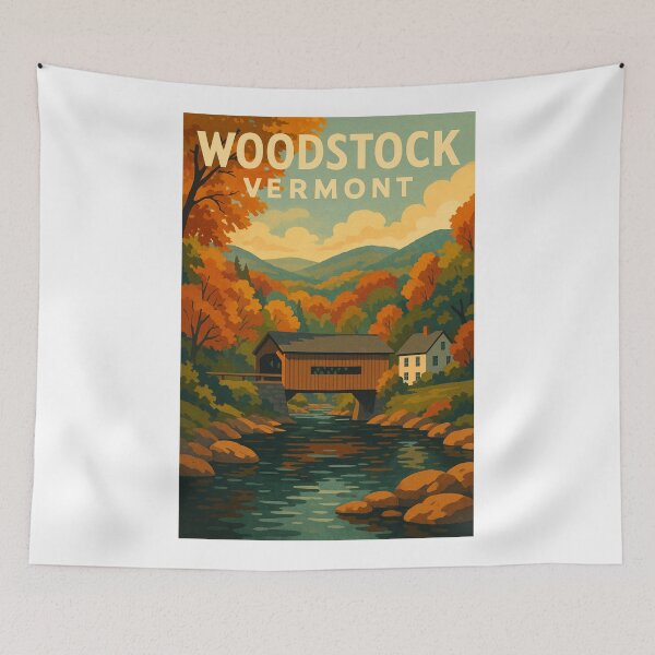 Item preview, Woodstock Covered Bridge and Autumn Forest, Vermont, USA designed and sold by Aryabek.