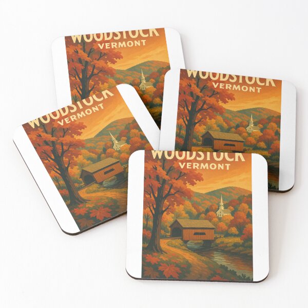 Item preview, Woodstock Vermont Covered Bridge and Church in Autumn designed and sold by Aryabek.