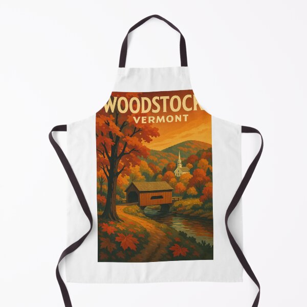 Item preview, Woodstock Vermont Covered Bridge and Church in Autumn designed and sold by Aryabek.