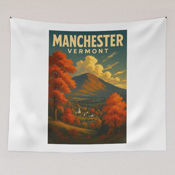 Item preview, Manchester Vermont Autumn Landscape and Mountain View designed and sold by Aryabek.