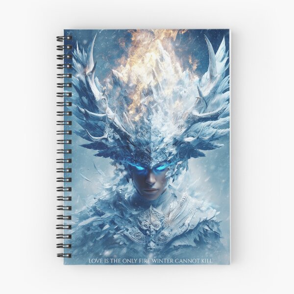 Item preview, Love Is the Only Fire Winter Cannot Kill | Ice Queen with Fiery Crown & Glowing Eyes designed and sold by VisionaryVeils.