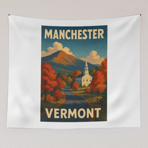 Item preview, Manchester Vermont Church and Mount Equinox in Fall designed and sold by Aryabek.