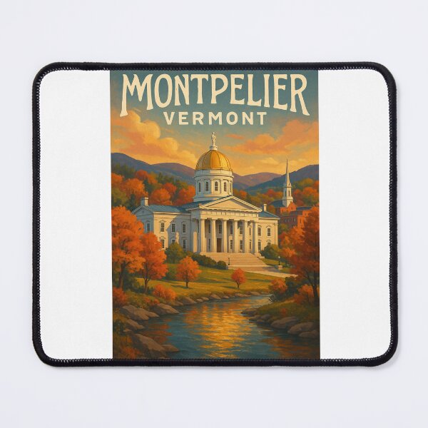 Item preview, Montpelier Vermont Capitol Building and Autumn Mountains designed and sold by Aryabek.