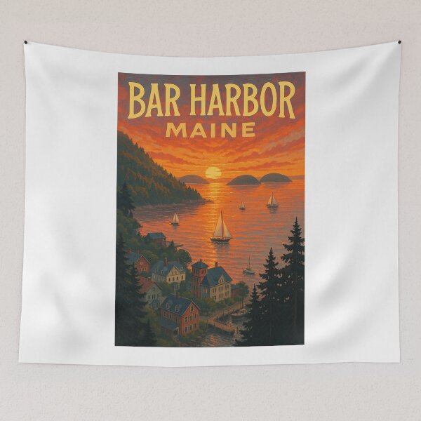 Item preview, Bar Harbor Maine Sailboats at Sunset with Islands designed and sold by Aryabek.