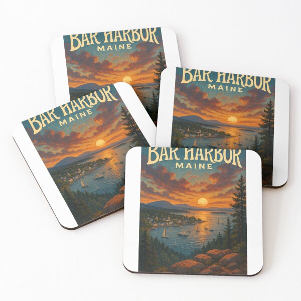 Item preview, Bar Harbor Maine Harbor View and Mountains at Sunset designed and sold by Aryabek.