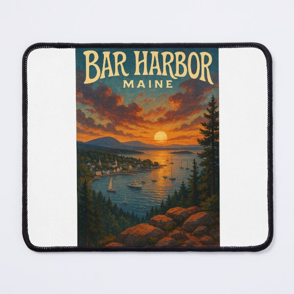 Item preview, Bar Harbor Maine Harbor View and Mountains at Sunset designed and sold by Aryabek.