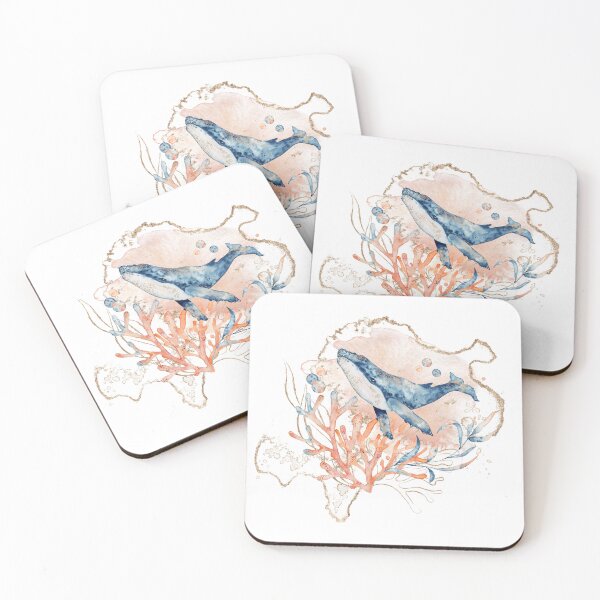 Item preview, Watercolour style whale and coral designed and sold by KaitJDesign.