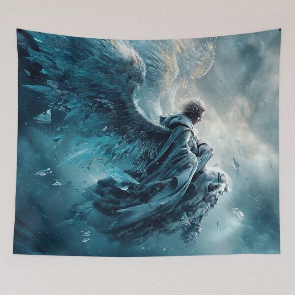 Item preview, In Chaos, Love Chooses Its Own Direction | Ice-Winged Angel of Destiny in Snowstorm designed and sold by VisionaryVeils.