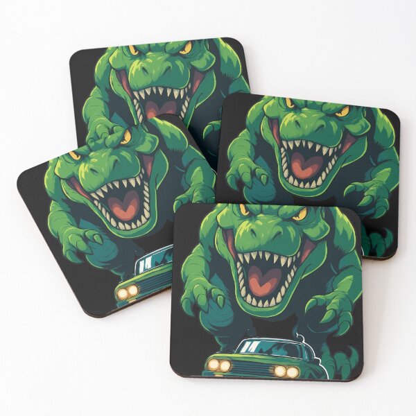 Item preview, Giant T-Rex Chasing Retro Car - Movie Poster Design B designed and sold by Ayiyi Shop.