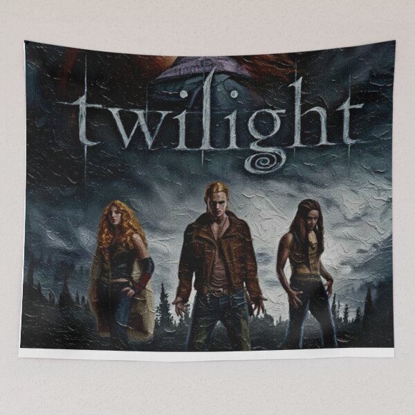 Item preview, Intense Couple Vampire Werewolf Art | Stormy Background Movie Poster Painting | Young Adult Fantasy designed and sold by Art's Diner.