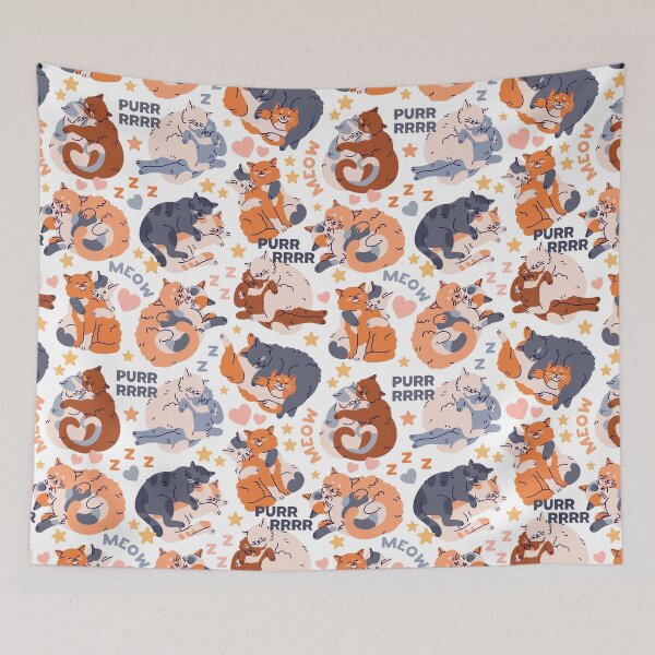 Item preview, Cozy Purr & Meow Cat Pattern designed and sold by PSYNOVA.
