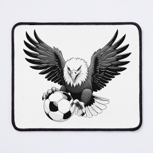 Item preview, Monochrome Eagle Soccer Warrior – Fierce Eagle Grabbing Soccer Ball Illustration designed and sold by PAPIRO SIGLO XXI.