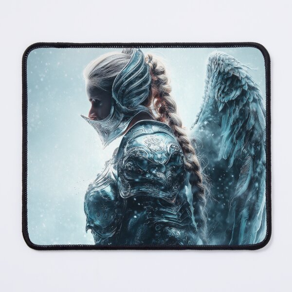 Item preview, Only the Brave Shine in Winter’s Silence | Frost-Clad Angel Warrior Art designed and sold by VisionaryVeils.