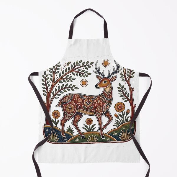 Item preview, Rogan Art Deer in Nature Landscape – Folk Style Wildlife Sticker designed and sold by wpsstudio.