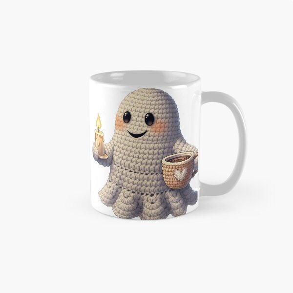 Item preview, Crochet Ghost with Candle and Coffee designed and sold by newvisionart191.