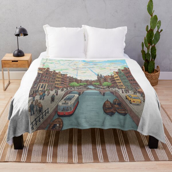 Item preview, Amsterdam Map and Canal Illustration Art Print, Digital Travel Poster Download for Wall Decor designed and sold by shopcanva.
