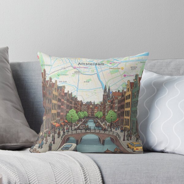 Item preview, Amsterdam Map and Canal Illustration Art Print, Digital Travel Poster Download for Wall Decor designed and sold by shopcanva.