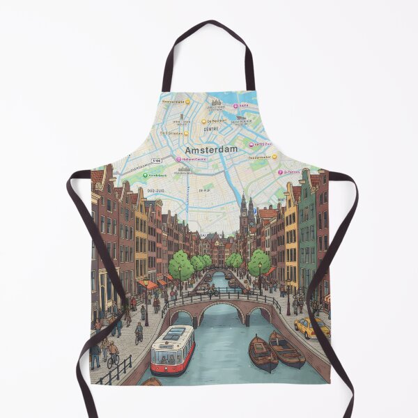 Item preview, Amsterdam Map and Canal Illustration Art Print, Digital Travel Poster Download for Wall Decor designed and sold by shopcanva.