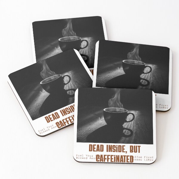 Item preview, Dead Inside, But Caffeinated | Dark Coffee Humour Typography Design designed and sold by Rebel Stitch Studio.