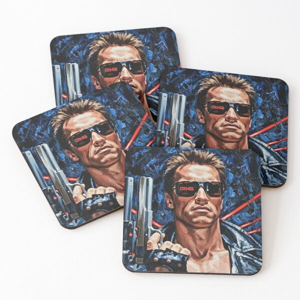 Item preview, Cyborg Action Star Sunglasses Gun Art | Leather Jacket Movie Poster Painting | 80s Sci-Fi Cult Classic designed and sold by Art's Diner.