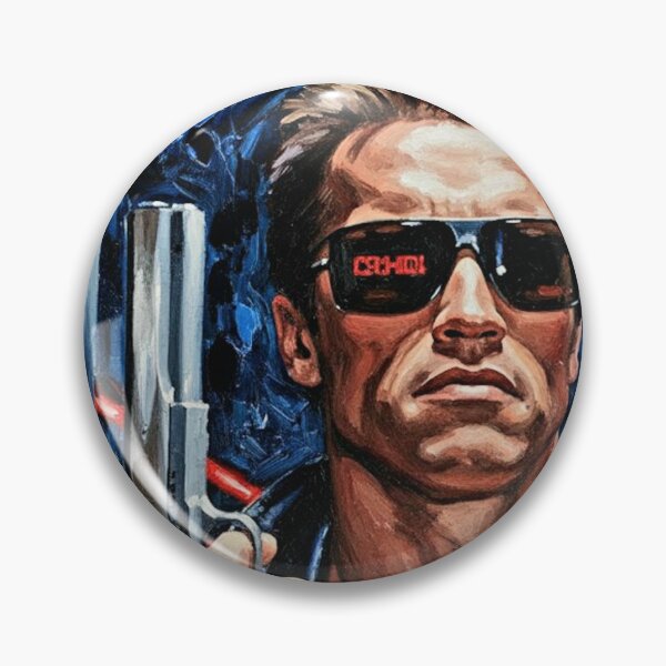 Item preview, Cyborg Action Star Sunglasses Gun Art | Leather Jacket Movie Poster Painting | 80s Sci-Fi Cult Classic designed and sold by Art's Diner.