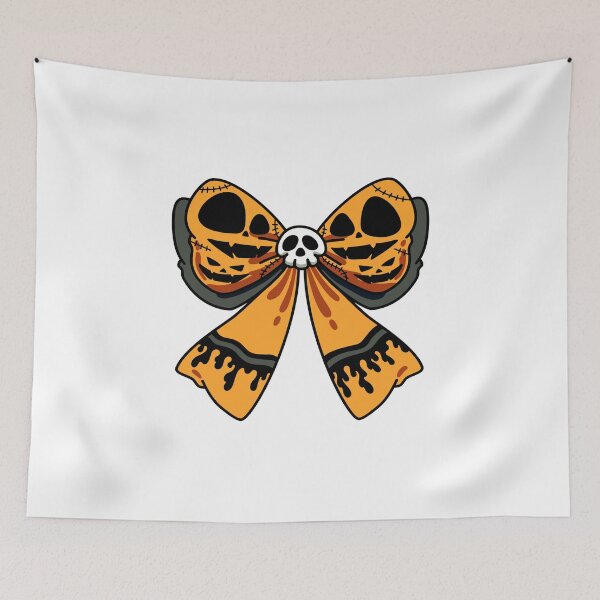 Item preview, Spooky Pumpkin Skull Bow Illustration designed and sold by Horrify.