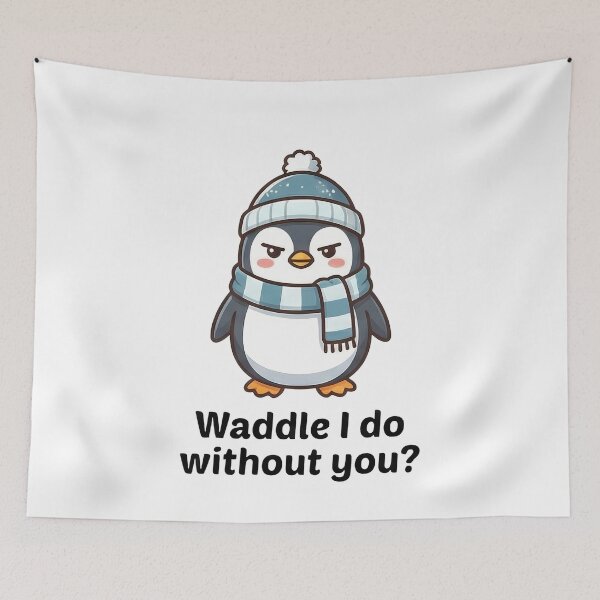 Item preview, Cute Grumpy Penguin Waddle I Do Pun designed and sold by k3rstman1.