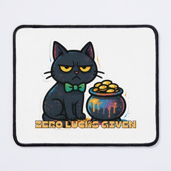 Item preview, Zero Lucks Given Funny St Patricks Black Cat designed and sold by TheSimpleTee007.
