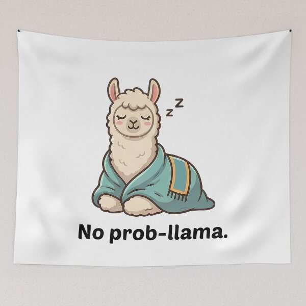 Item preview, Cute Sleeping Llama No Prob-llama Pun designed and sold by k3rstman1.