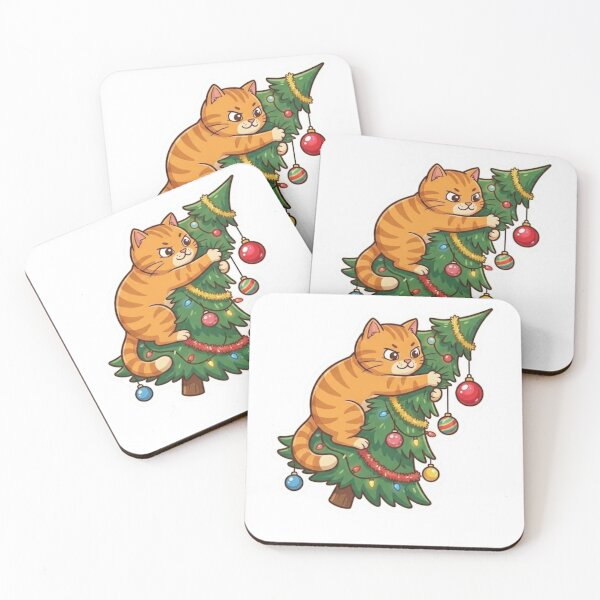 Item preview, Funny Naughty Cat Climbing Christmas Tree Art designed and sold by Innova_Creations.