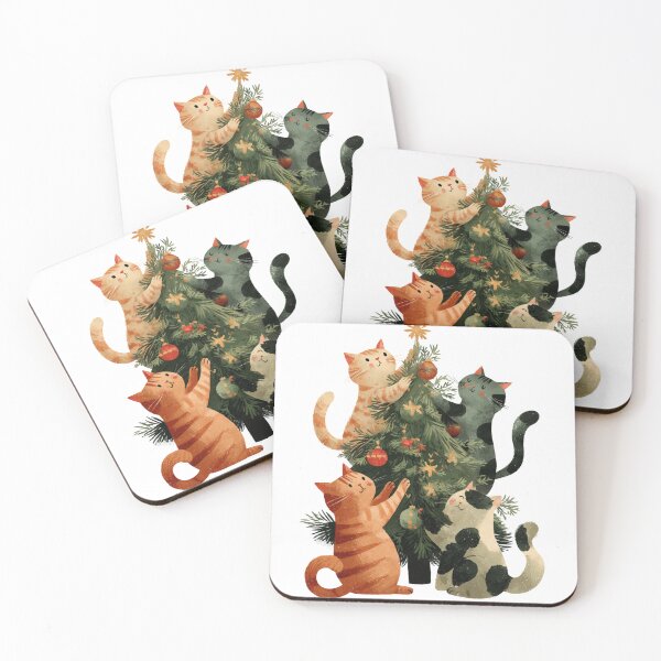 Item preview, Cats decorating a Christmas tree designed and sold by MendaciousMina.