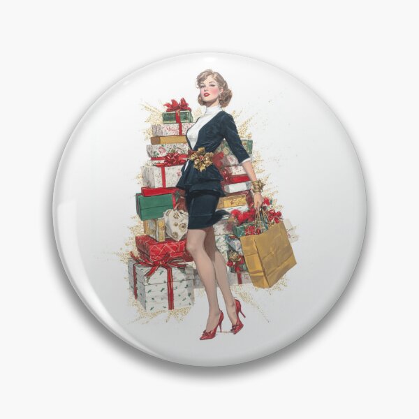 Item preview, Retro pinup Christmas shopping designed and sold by MendaciousMina.