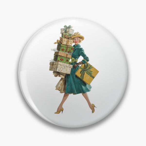 Item preview, Retro pinup Christmas shopping designed and sold by MendaciousMina.