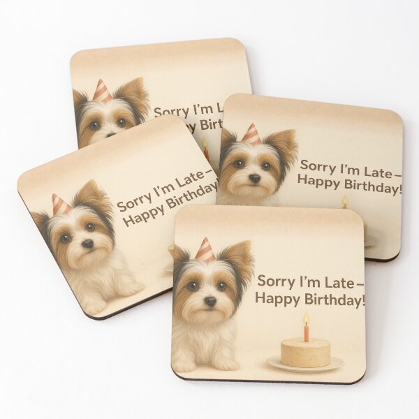 Item preview, Belated Birthday Biewer Yorkshire Terrier Card designed and sold by GivingJoy.
