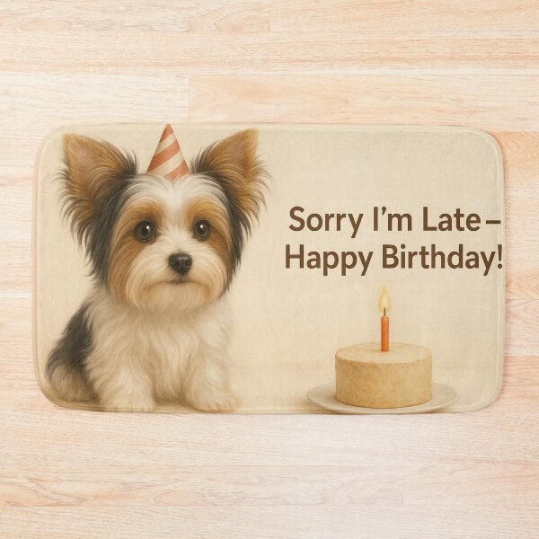 Item preview, Belated Birthday Biewer Yorkshire Terrier Card designed and sold by GivingJoy.