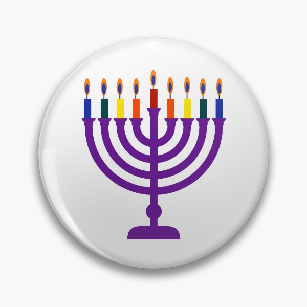 Item preview, Purple menorah with rainbow candles  designed and sold by Rachel the Artist .