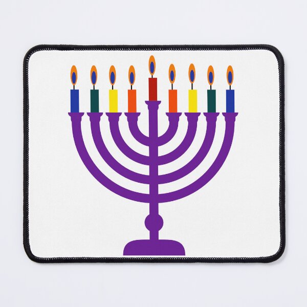 Item preview, Purple menorah with rainbow candles designed and sold by Rachel the Artist .