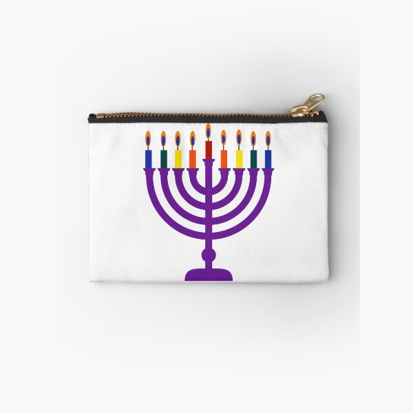 Item preview, Purple menorah with rainbow candles  designed and sold by Rachel the Artist .