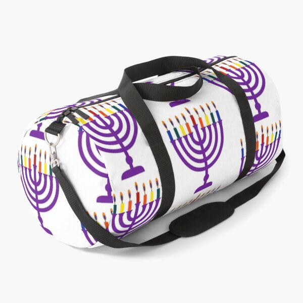 Item preview, Purple menorah with rainbow candles designed and sold by Rachel the Artist .