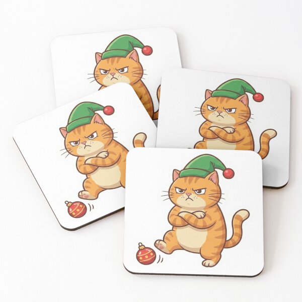 Item preview, Funny Grumpy Elf Cat Anti-Christmas Art designed and sold by Innova_Creations.
