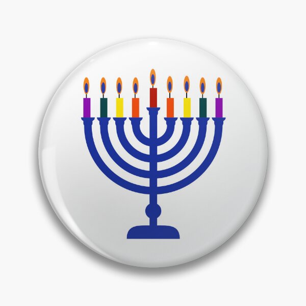 Item preview, Blue menorah with rainbow candles  designed and sold by Rachel the Artist .