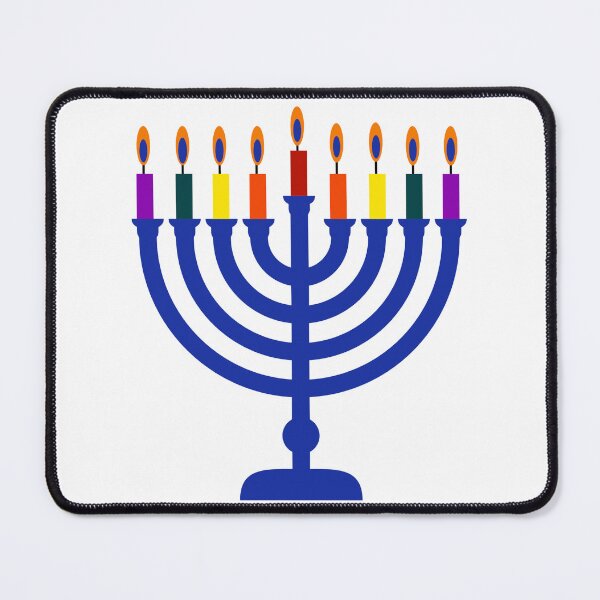 Item preview, Blue menorah with rainbow candles designed and sold by Rachel the Artist .