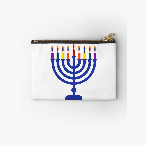 Item preview, Blue menorah with rainbow candles  designed and sold by Rachel the Artist .