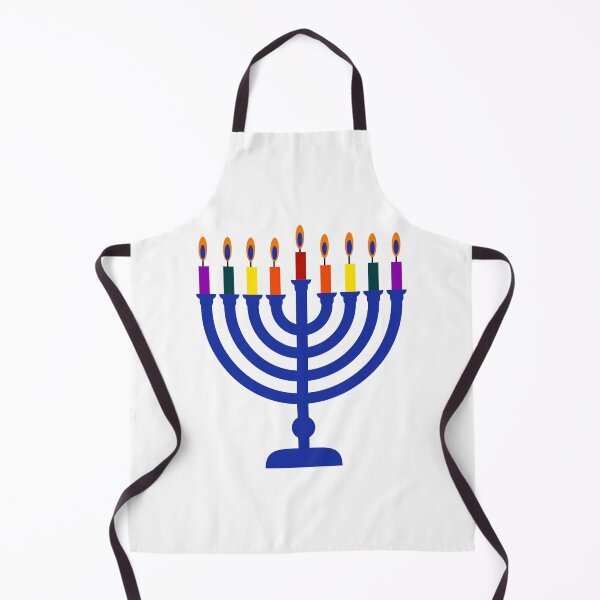 Item preview, Blue menorah with rainbow candles designed and sold by Rachel the Artist .