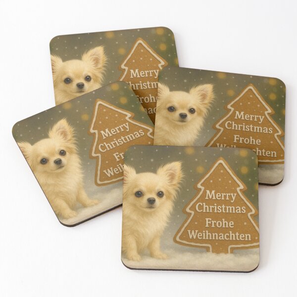 Item preview, Long Haired Chihuahua Christmas Holiday Art designed and sold by GivingJoy.