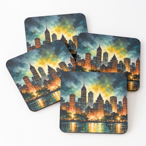 Item preview, Golden Reflections at Dusk – Urban Serenity designed and sold by ArtesioByZaber.