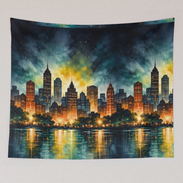 Item preview, Golden Reflections at Dusk – Urban Serenity designed and sold by ArtesioByZaber.