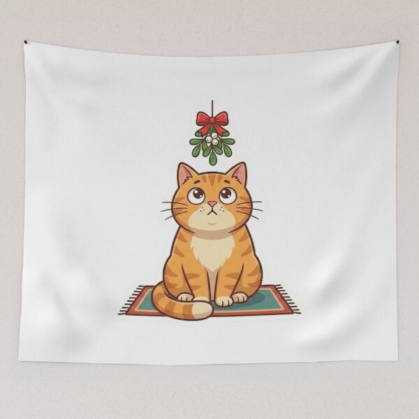 Item preview, Cute Orange Tabby Cat Mistletoe Art designed and sold by Innova_Creations.